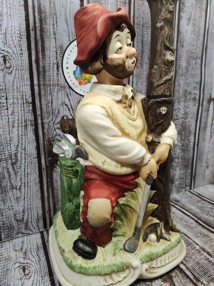New 1993 Melody In Motion Willie The Golfer Handpaint Porcelin Bisque Clock NIB - Picture 8 of 13